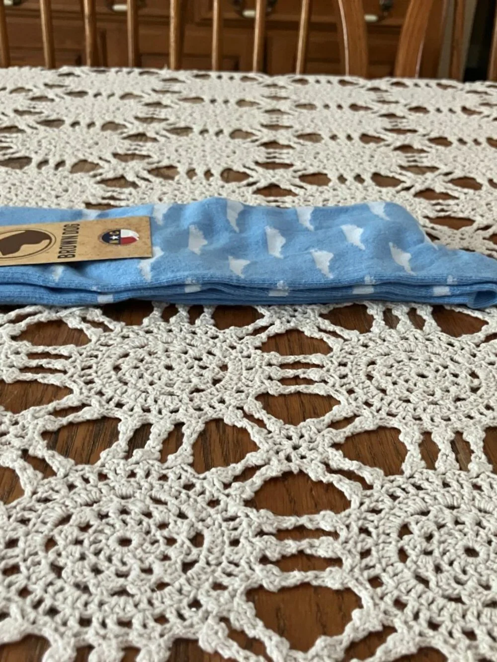 New Men’s Sz. Large Brown Dog Socks Della Blue with Clouds